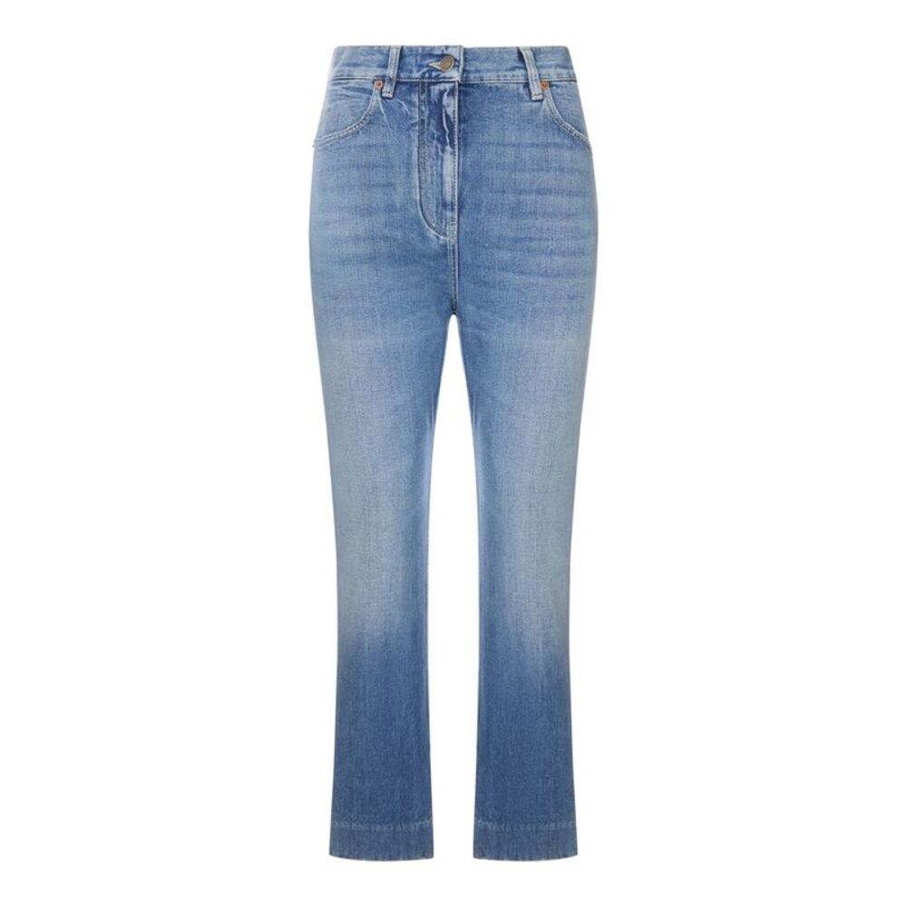 Valentino Garavani Women Light Wash Denim Flared Leg Cropped Jeans